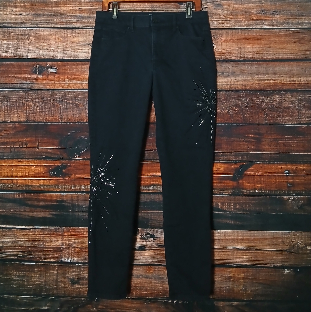 White House Black Market Jeans 10 Skinny Ankle High Rise Celestial Embellished - Picture 2 of 9